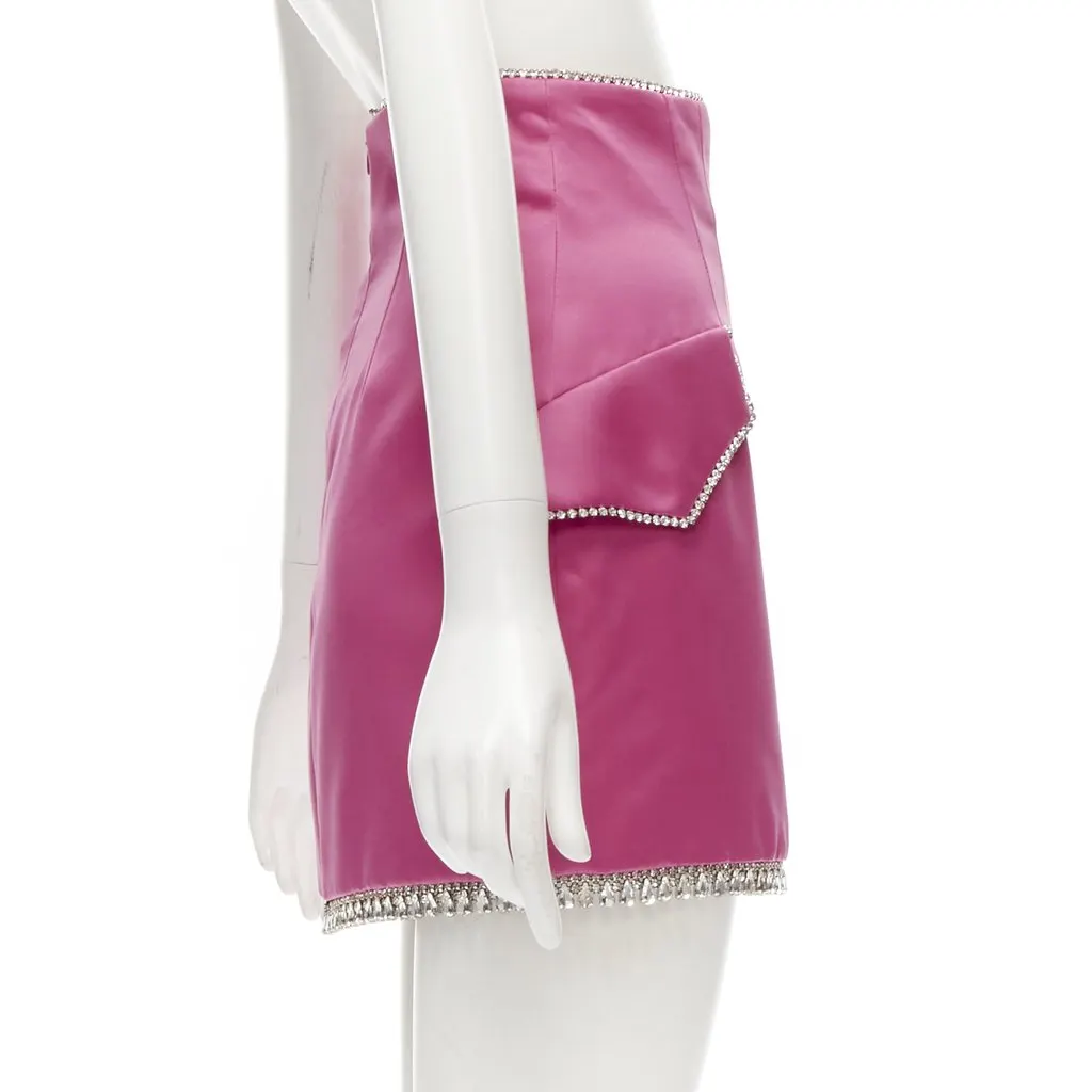 Giuseppe Di Morabito Crystal Satin Skirt Pink Polyester Never worn, with tag - Model View