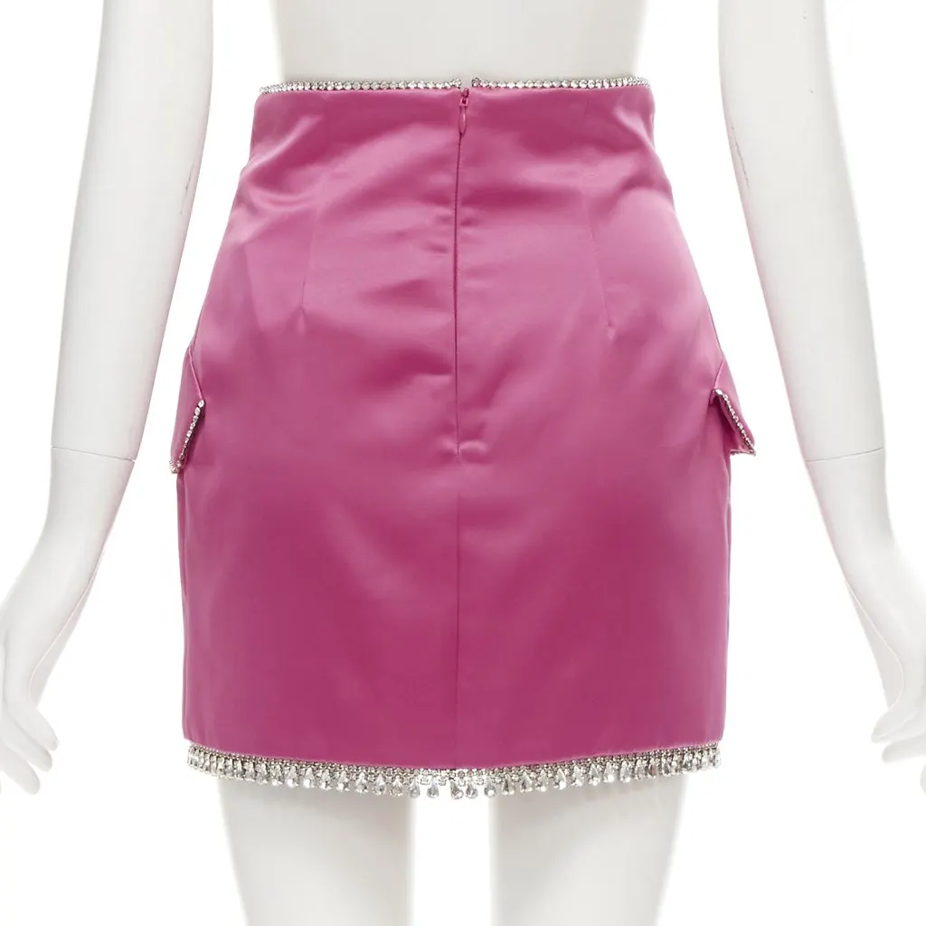 Giuseppe Di Morabito Crystal Satin Skirt Pink Polyester Never worn, with tag - Box View