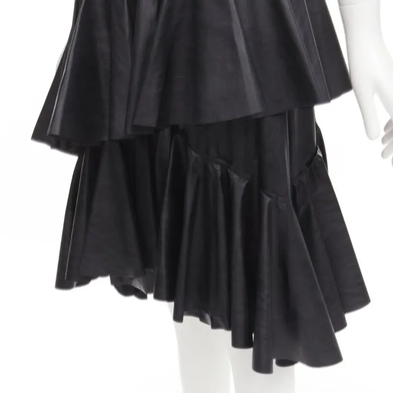 PHILOSOPHY DI LORENZO SERAFINI Asymmetric Tier Skirt Black Polyester Never worn - Back View