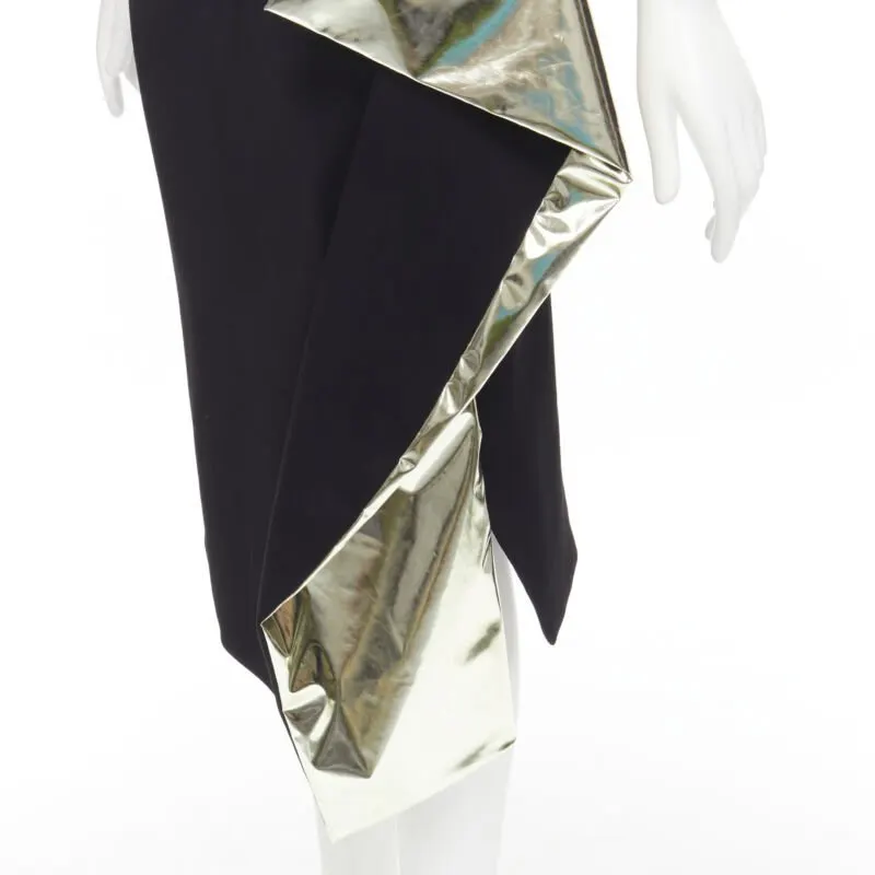 Maticevski Gold Foil Midi Skirt Black Viscose Very good - Back View