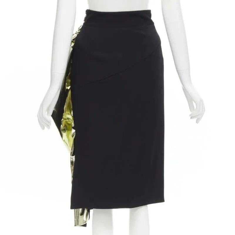 Maticevski Gold Foil Midi Skirt Black Viscose Very good - Box View