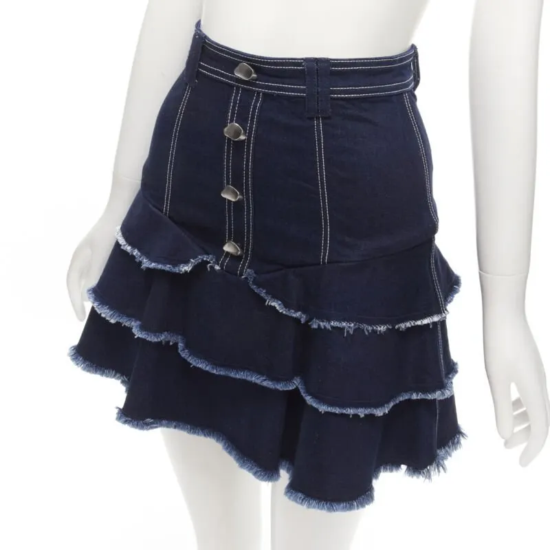 Aje Frayed Denim Skirt Blue Polyester Never worn - Back View