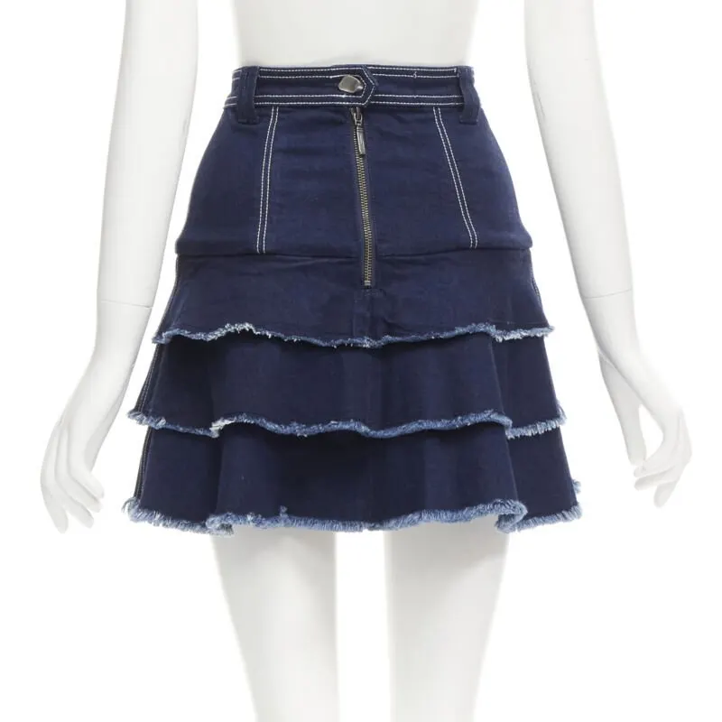 Aje Frayed Denim Skirt Blue Polyester Never worn - Box View