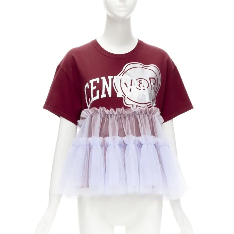 Viktor & Rolf Tulle Logo T-Shirt Red Cotton Very good - Front View