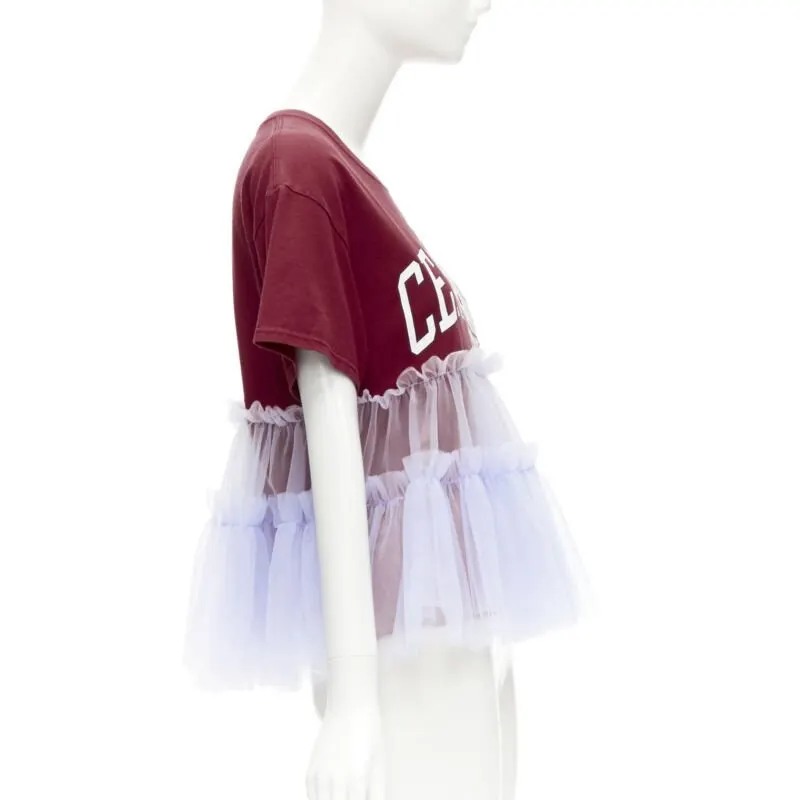 Viktor & Rolf Tulle Logo T-Shirt Red Cotton Very good - Model View