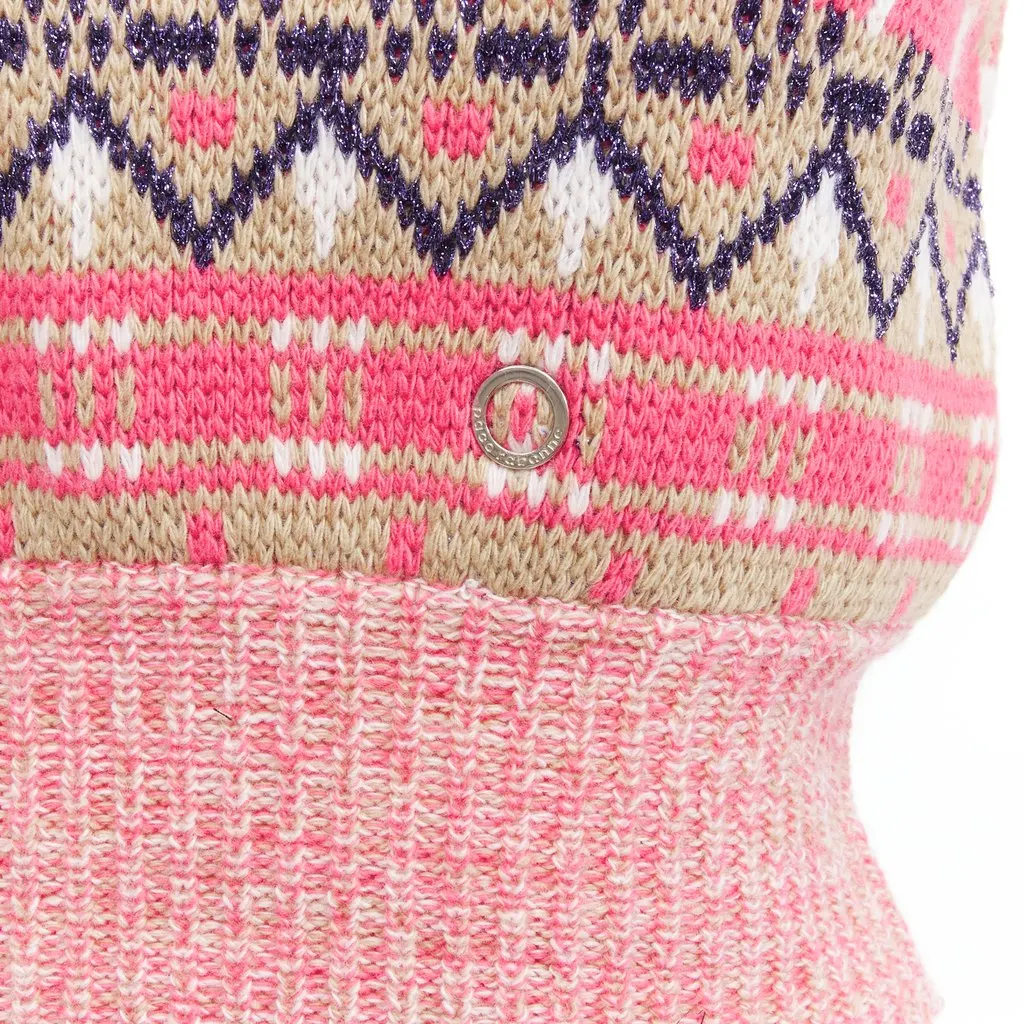 Paco Rabanne Graphic Knit Vest Pink Wool Never worn - Back View