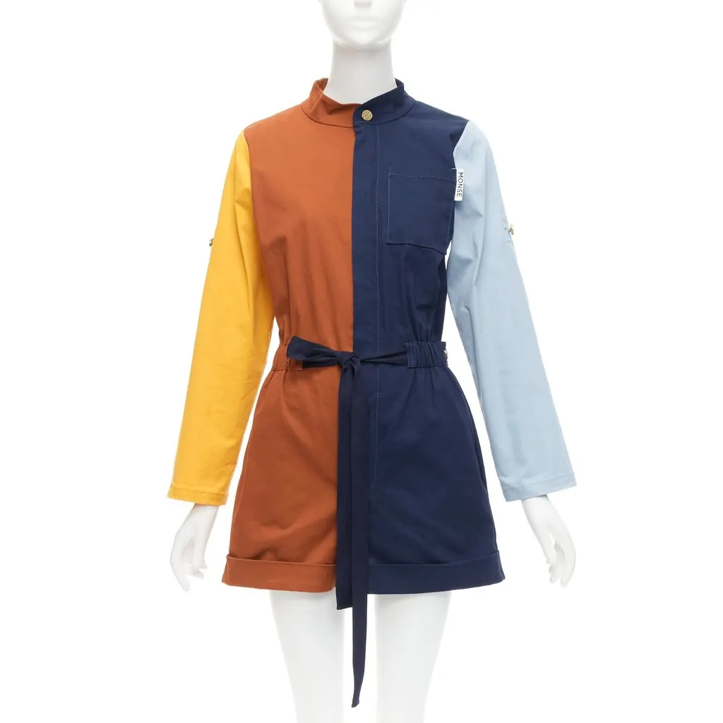 Monse Camo Belted Romper Yellow Cotton Very good - Front View