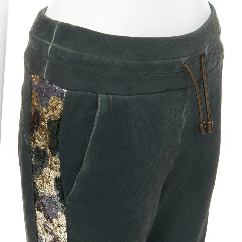 MR & MRS ITALY Camo Sequin Joggers Green Polyester Very good - Back View