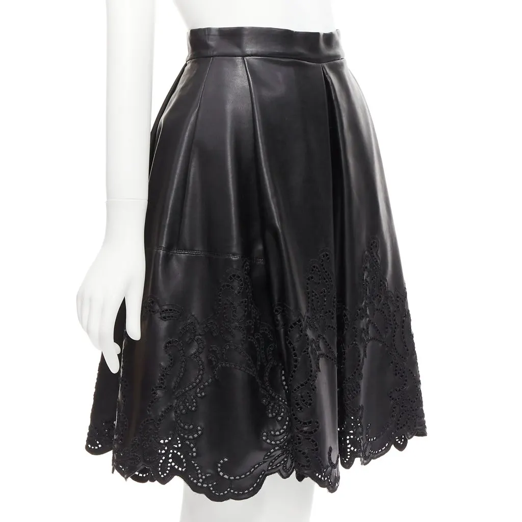 Ermanno Scervino Lattice Scalloped Skirt Black Polyamide Very good - Inside View