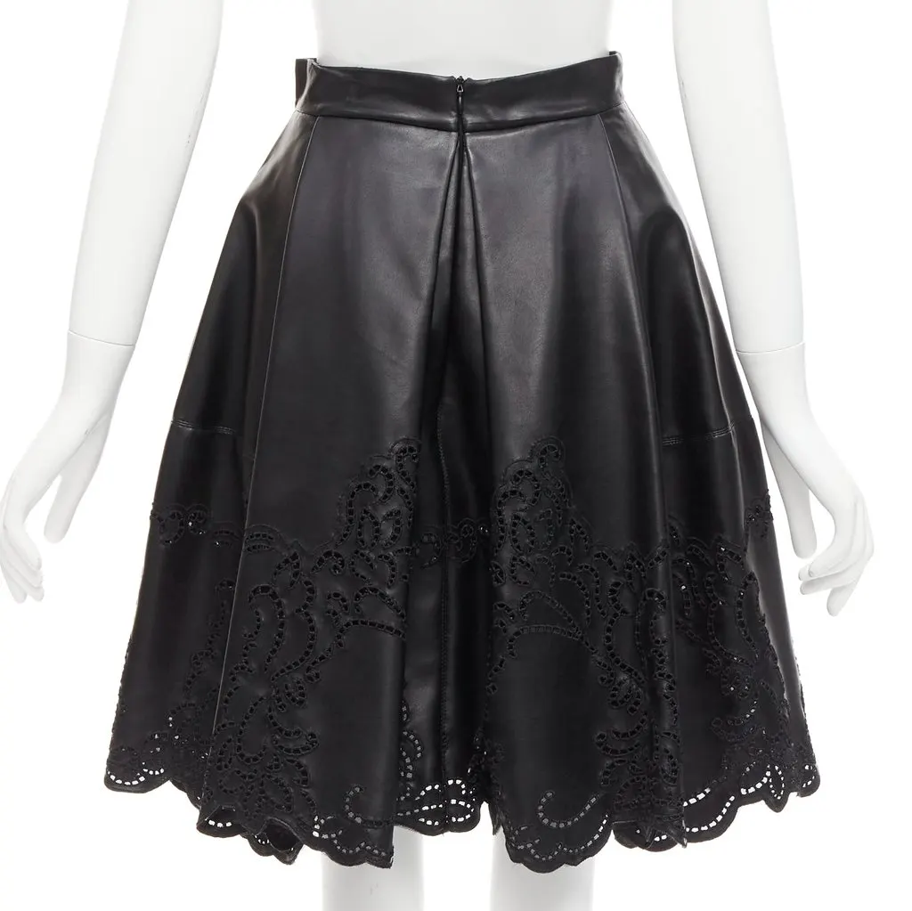 Ermanno Scervino Lattice Scalloped Skirt Black Polyamide Very good - Box View