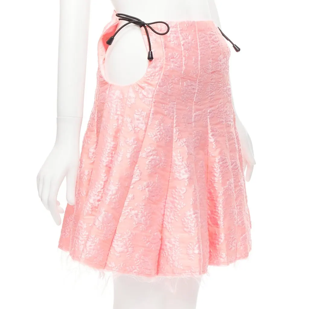 Shushu Tong Cloque Flared Skirt Pink Polyester Never worn - Front View