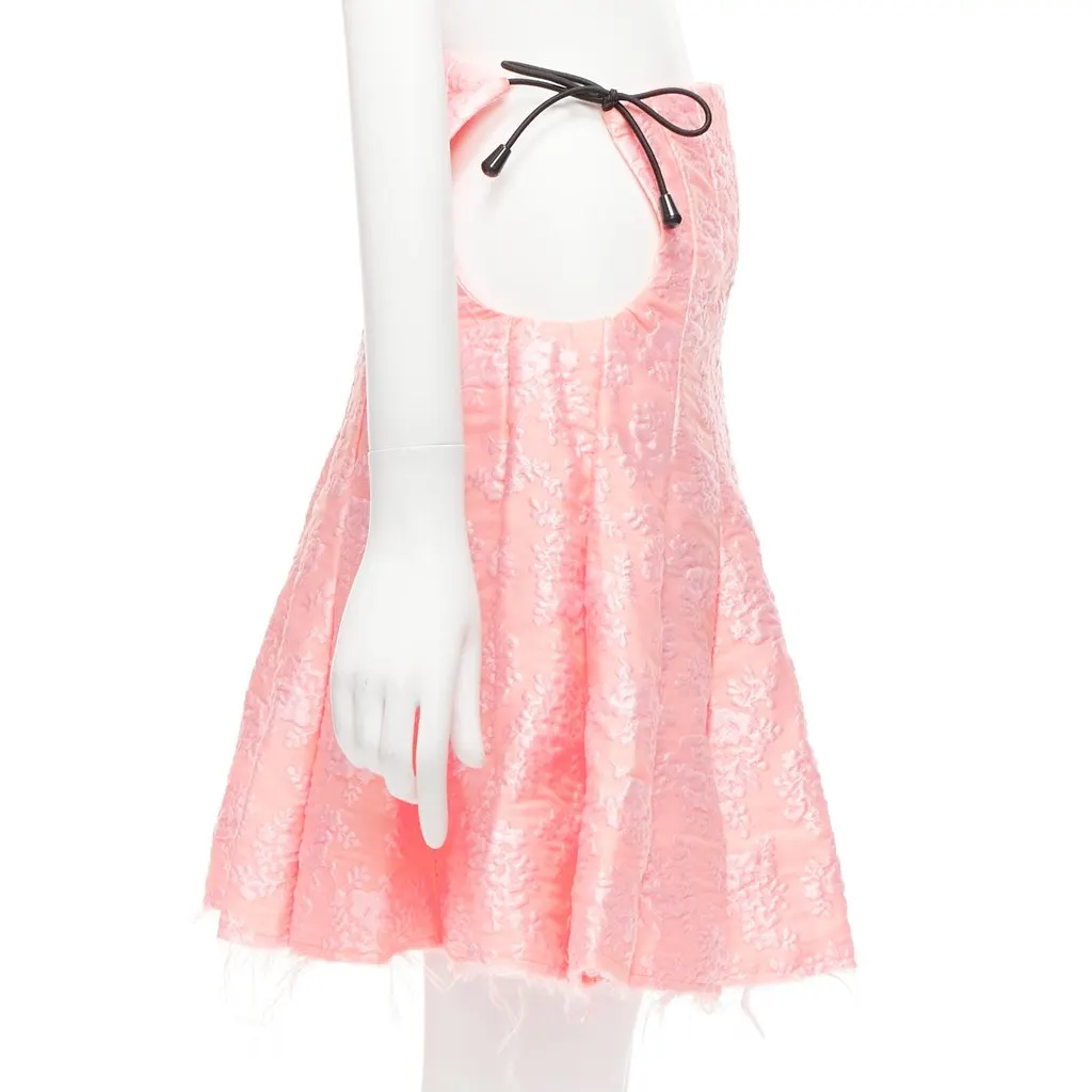Shushu Tong Cloque Flared Skirt Pink Polyester Never worn - Model View