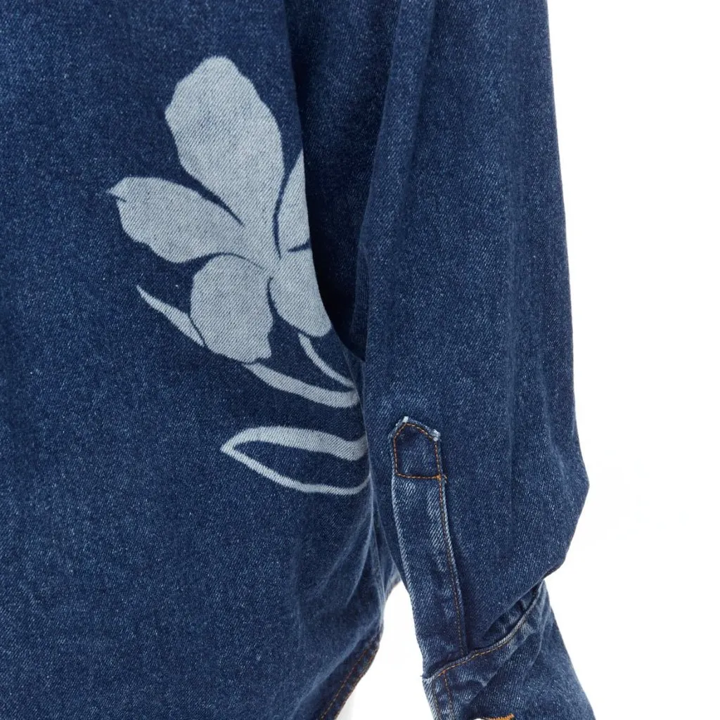 David Koma Blue Cotton Floral Shirt Blue Cotton Very good - Back View