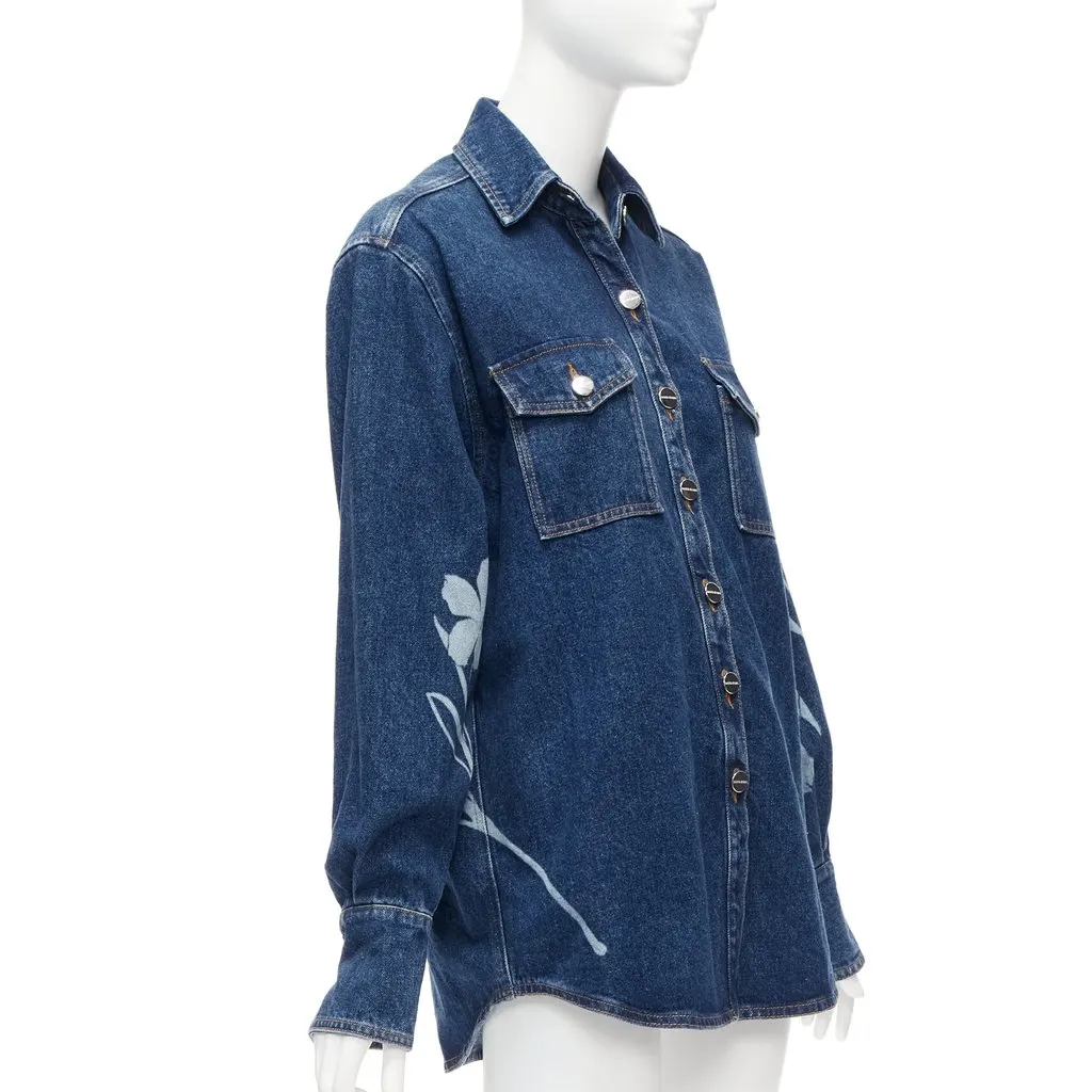 David Koma Blue Cotton Floral Shirt Blue Cotton Very good - Inside View