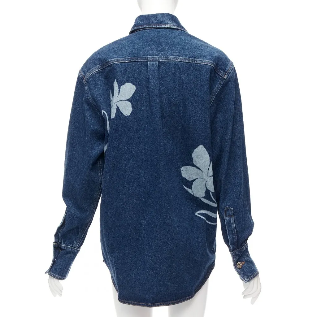 David Koma Blue Cotton Floral Shirt Blue Cotton Very good - Box View