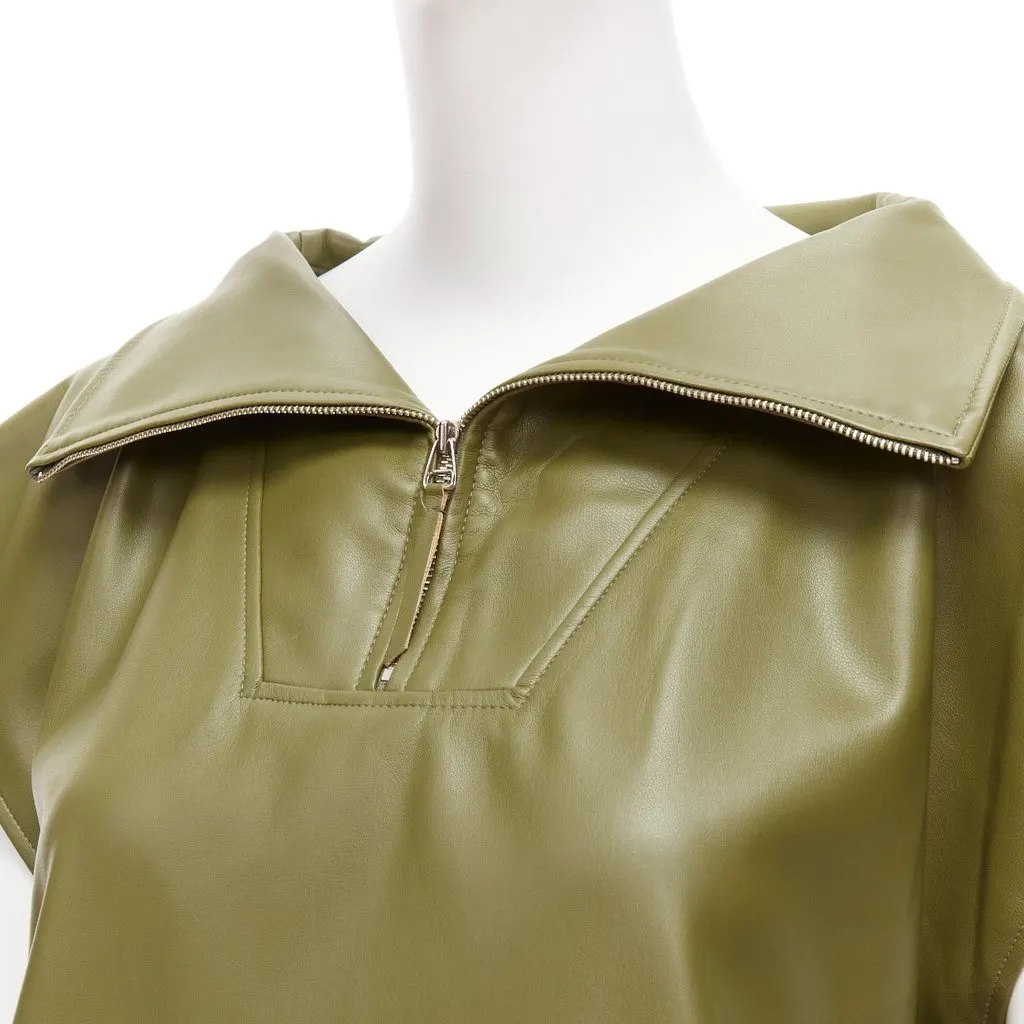 The Frankie Shop Faux Leather Popover Green Acetate Very good - Back View