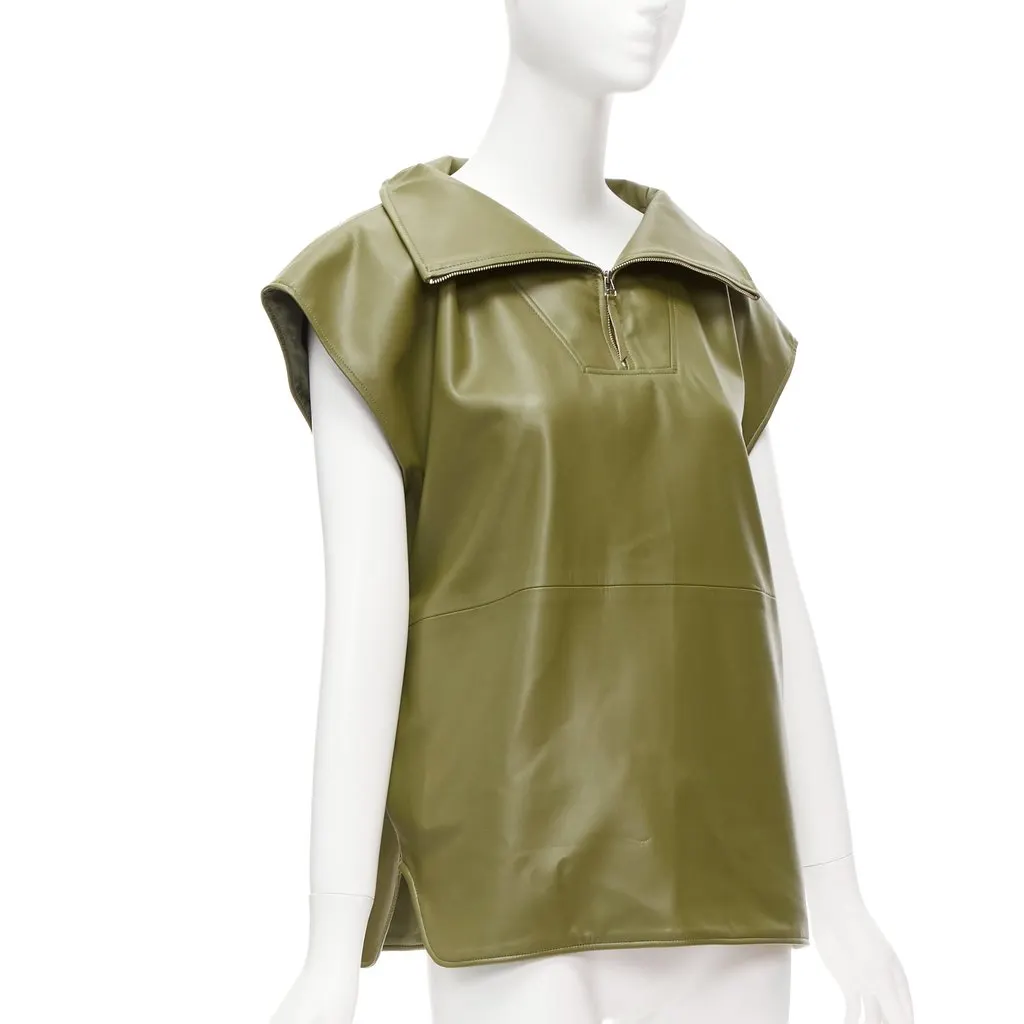 The Frankie Shop Faux Leather Popover Green Acetate Very good - Inside View
