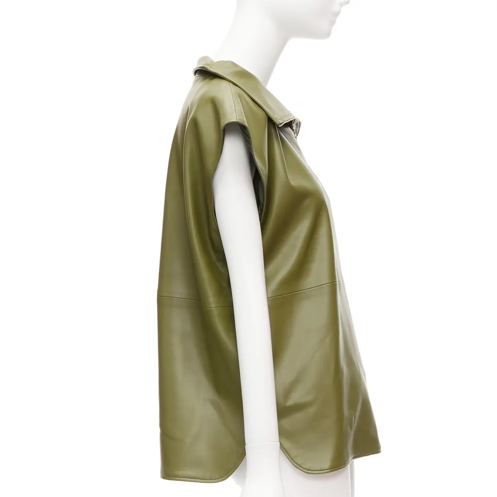 The Frankie Shop Faux Leather Popover Green Acetate Very good - Model View