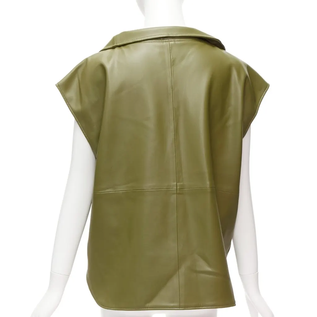 The Frankie Shop Faux Leather Popover Green Acetate Very good - Box View