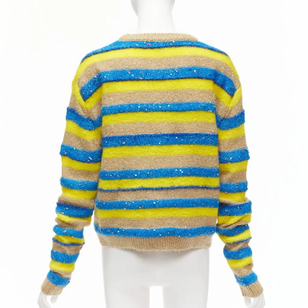 Ashish Striped Lurex Sweater Yellow Wool Never worn - Box View