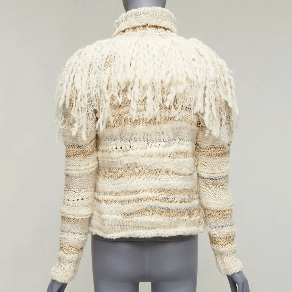 Prabal Gurung Fringe Crochet Sweater Beige Wool Never worn - Box View