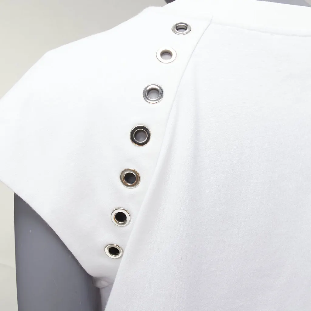 Alexander McQueen Eyelet Studded Top White Cotton Never worn - Back View
