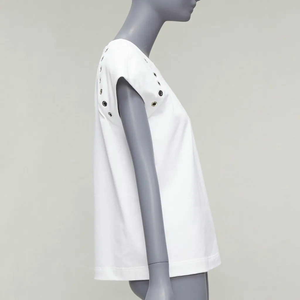 Alexander McQueen Eyelet Studded Top White Cotton Never worn - Model View