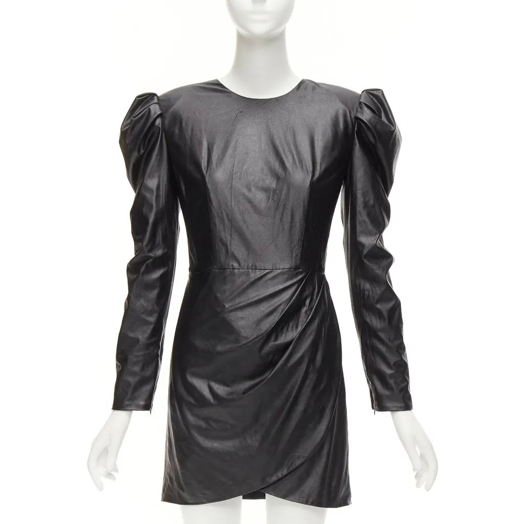 Bronx and Banco Coated Puff Dress Black Polyester Fair - Front View