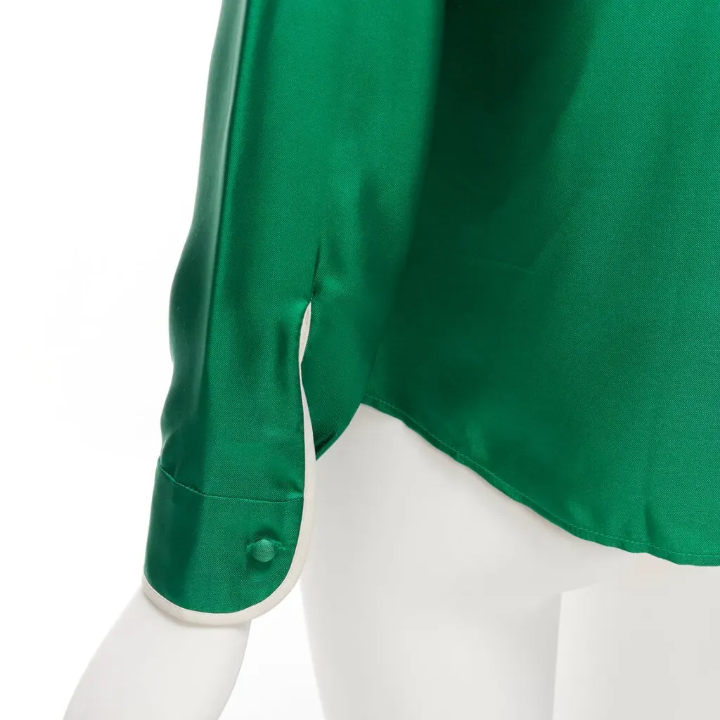 Red Valentino Bow Tie Blouse Green Silk Very good - Back View