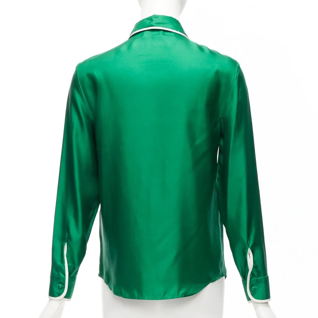 Red Valentino Bow Tie Blouse Green Silk Very good - Box View