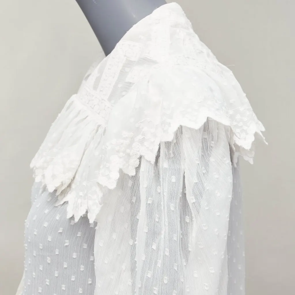 Etro Plisse Ruffle Blouse White Polyester Very good - Back View