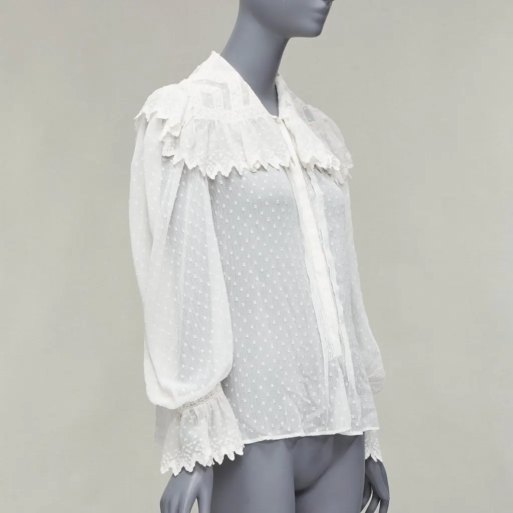 Etro Plisse Ruffle Blouse White Polyester Very good - Inside View