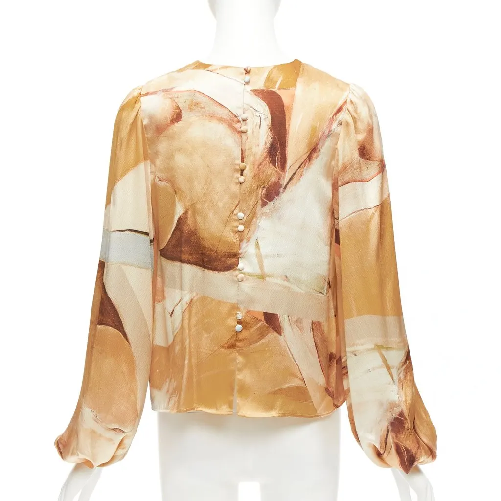 Aje Brush Print Top Blue Silk Never worn - Box View