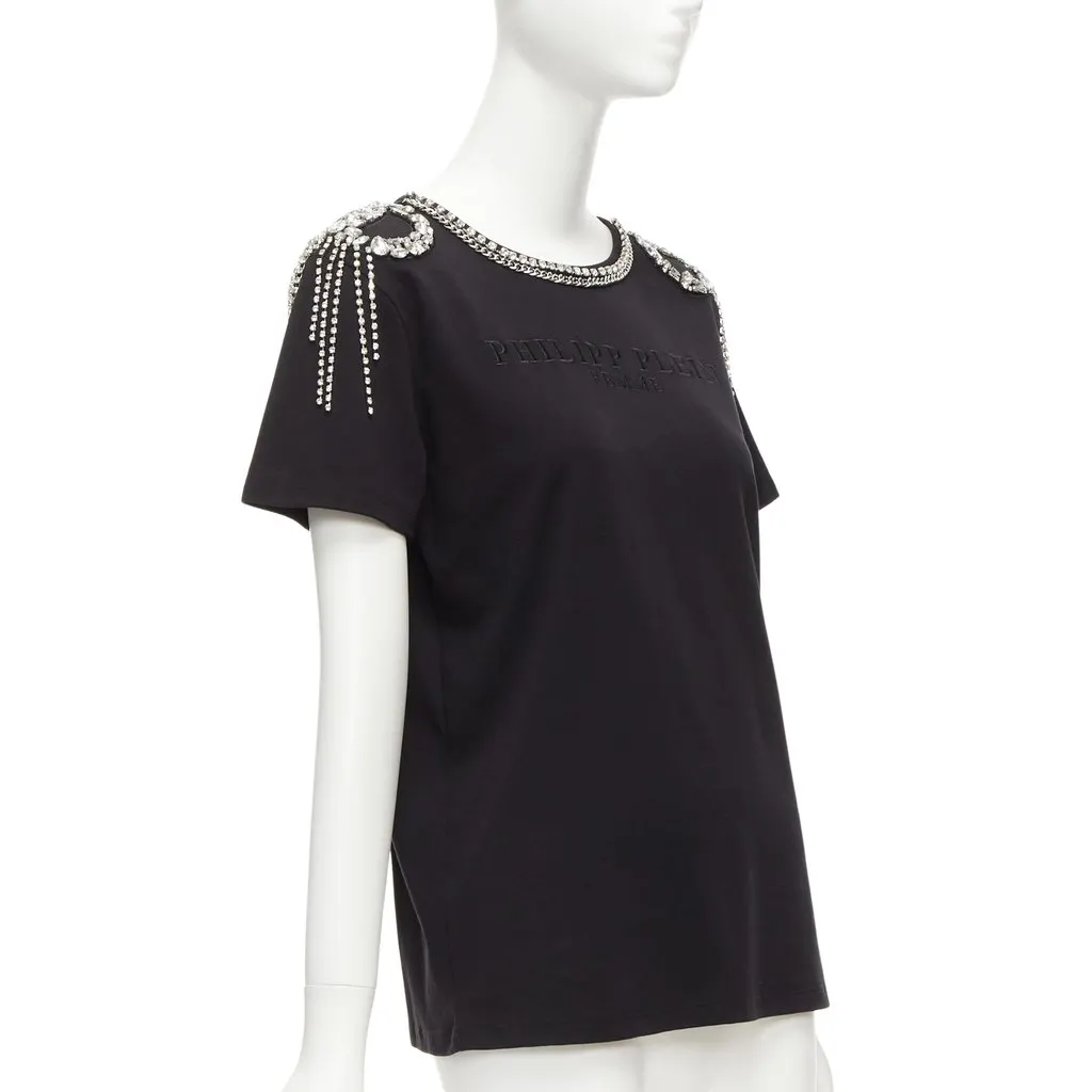 Philipp Plein Crystal Fringe Shirt Black Cotton Never worn - Front View