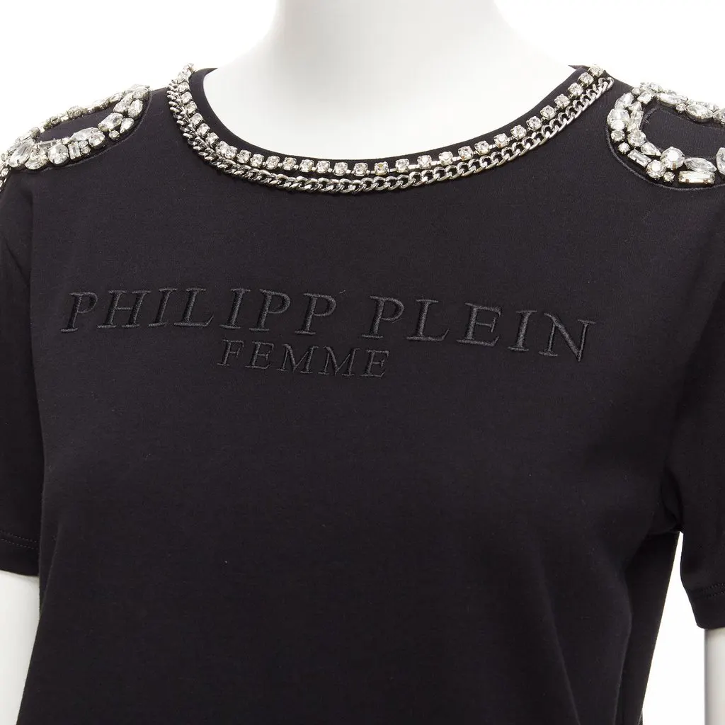 Philipp Plein Crystal Fringe Shirt Black Cotton Never worn - Back View
