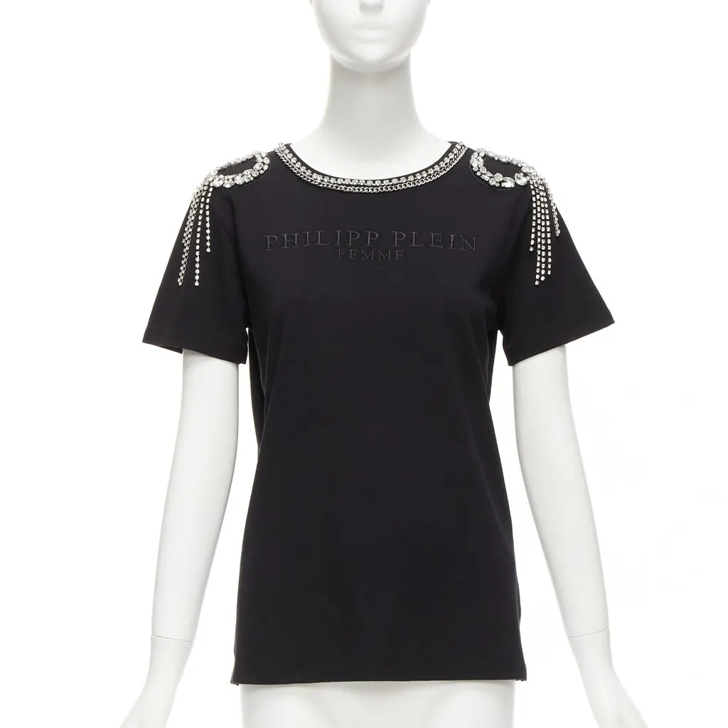 Philipp Plein Crystal Fringe Shirt Black Cotton Never worn - Inside View
