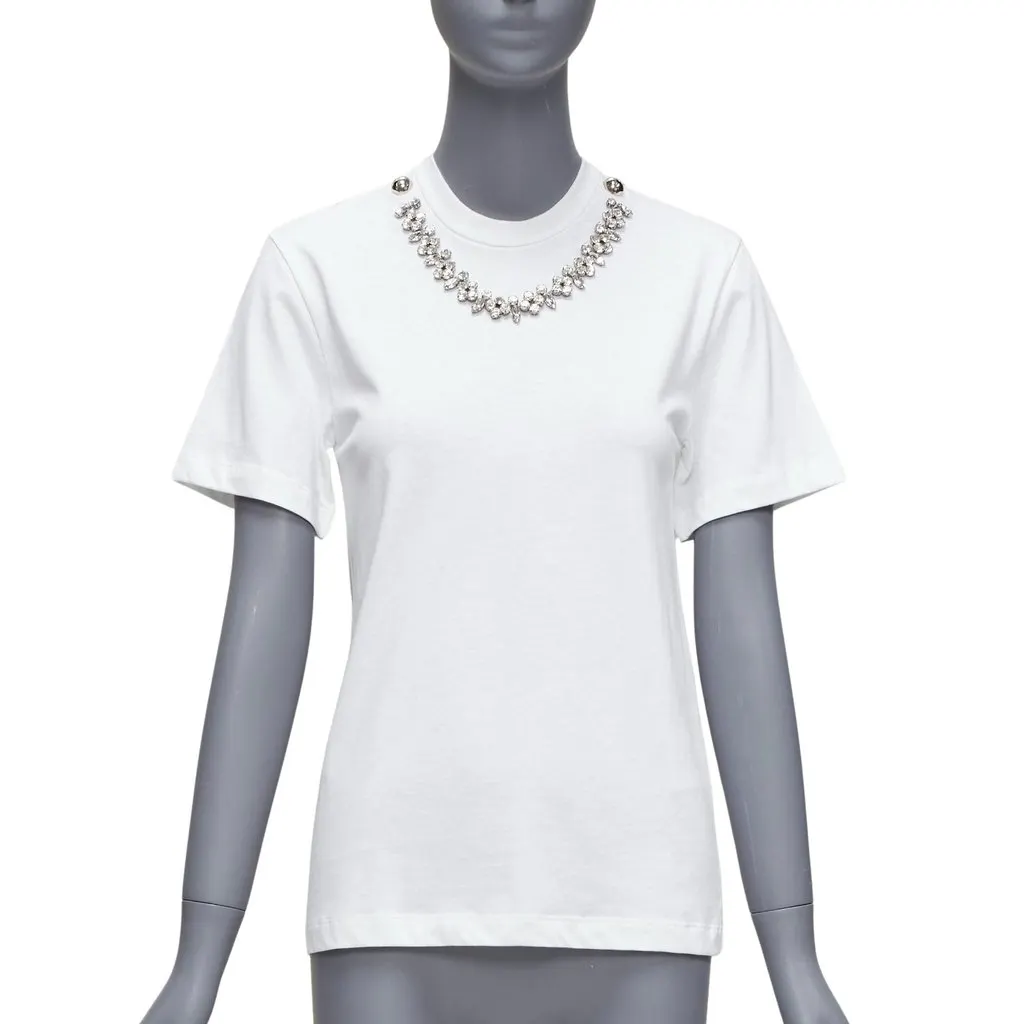 Christopher Kane Rhinestone Chain Shirt White Cotton Never worn - Front View