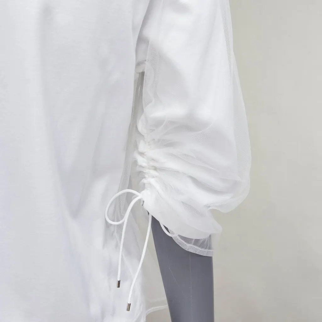 Noir Kei Ninomiya Tulle Overlay Shirt White Cotton Never worn - Back View