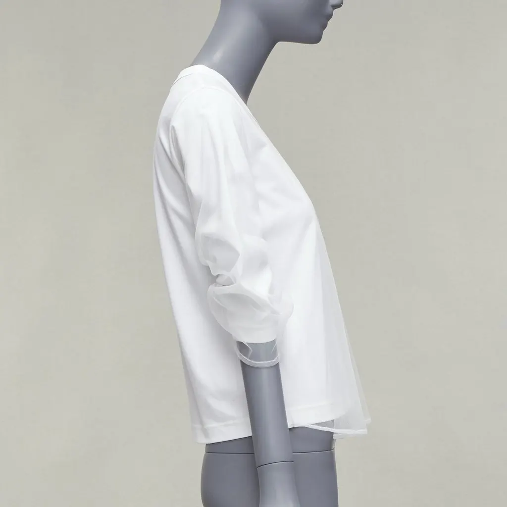Noir Kei Ninomiya Tulle Overlay Shirt White Cotton Never worn - Model View