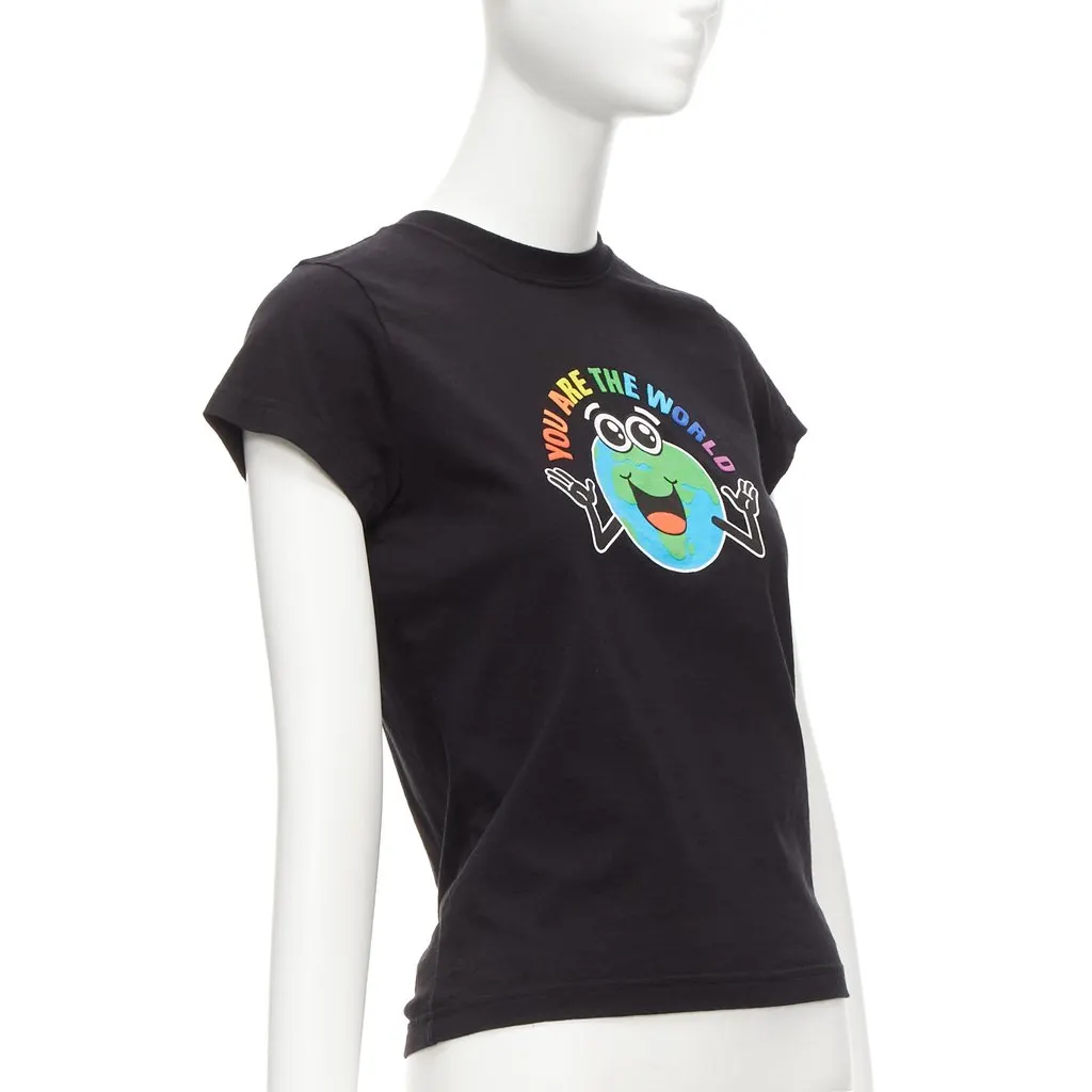 Balenciaga Rainbow Globe Shirt Black Cotton Never worn - Inside View