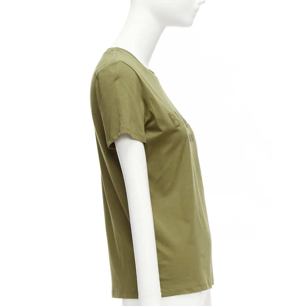 Balmain Distressed Logo Shirt Green Cotton Very good - Model View