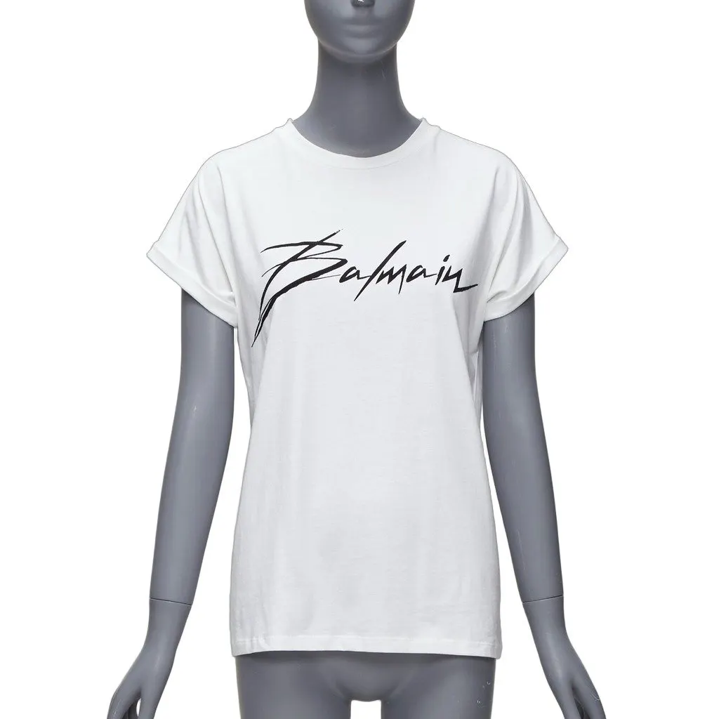 Balmain Velvet Logo Shirt White Cotton Fair - Front View