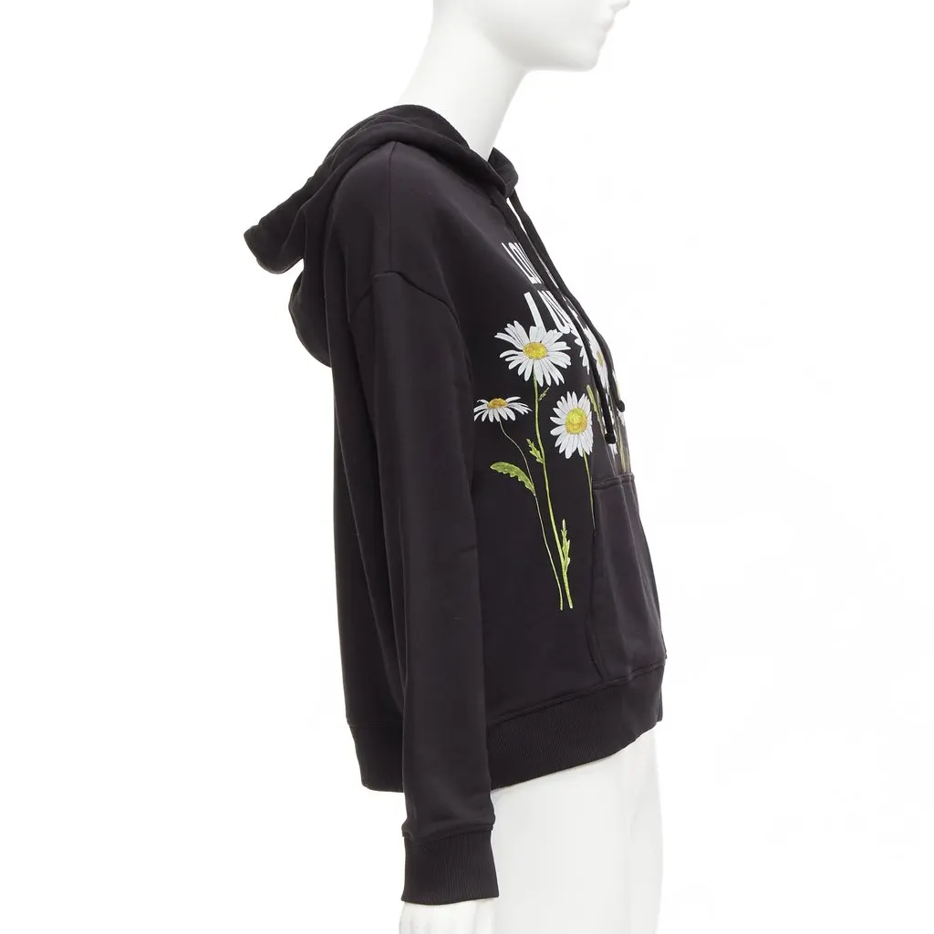 Red Valentino Daisy Print Hoodie Black Cotton Good - Model View