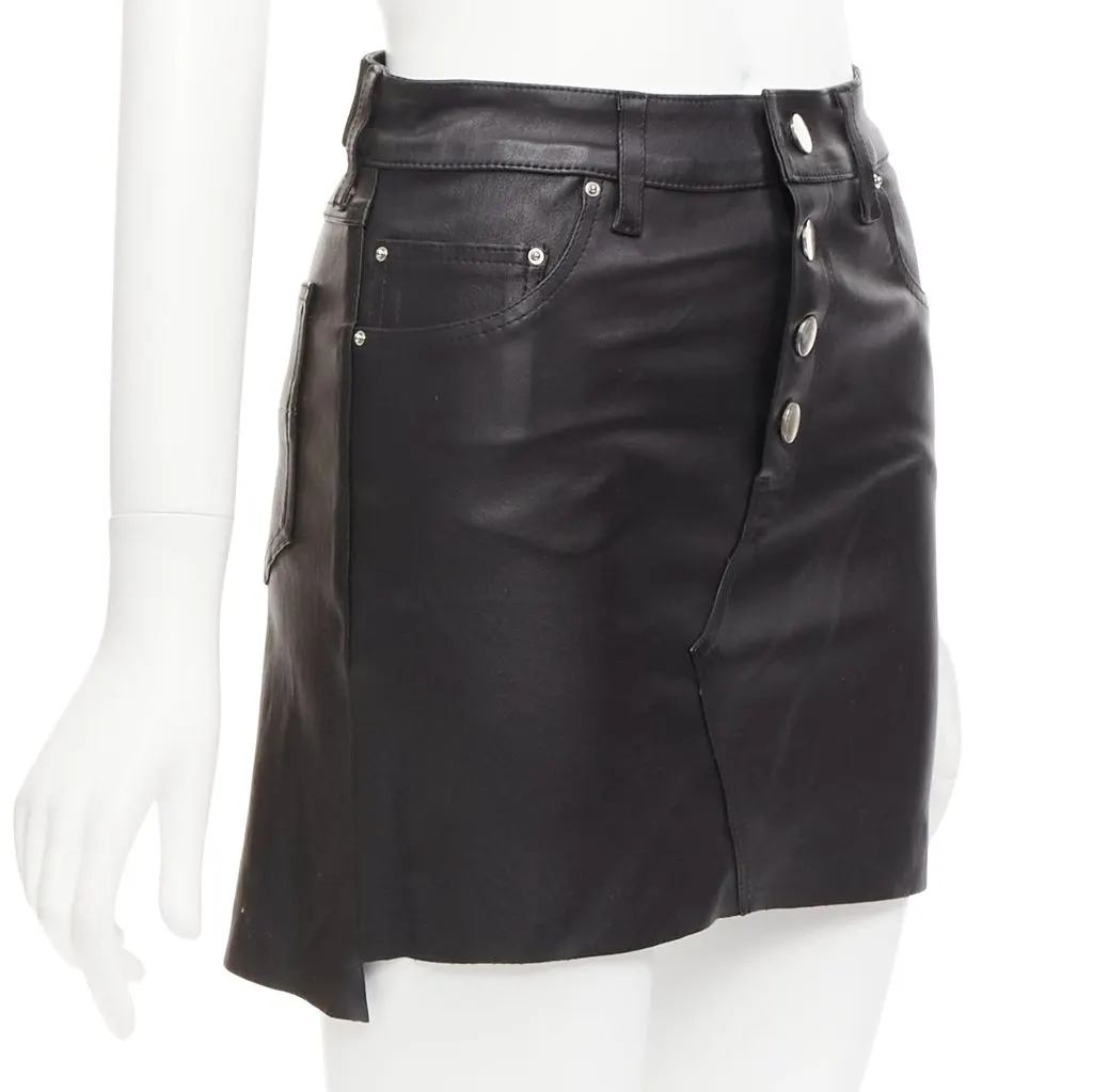 Amiri Leather Mini Skirt Black Leather Good - Front View