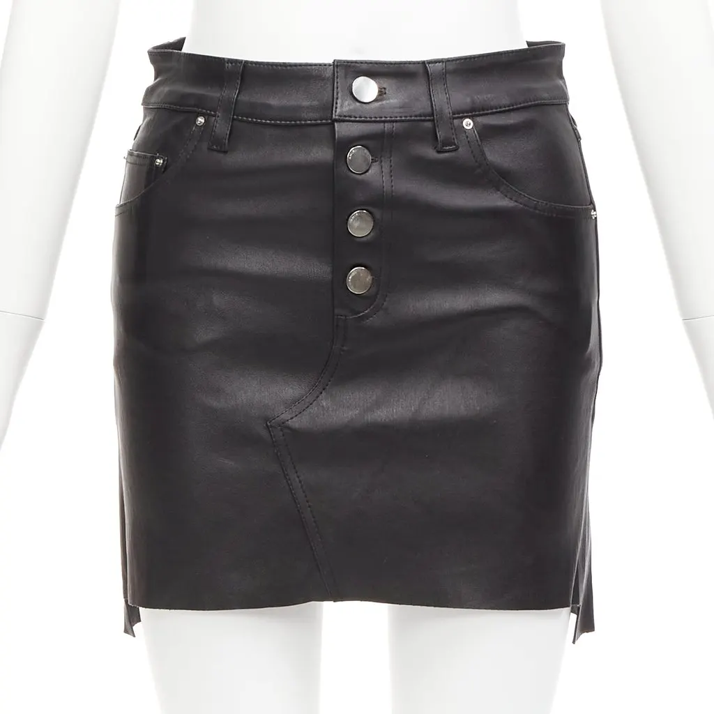 Amiri Leather Mini Skirt Black Leather Good - Inside View