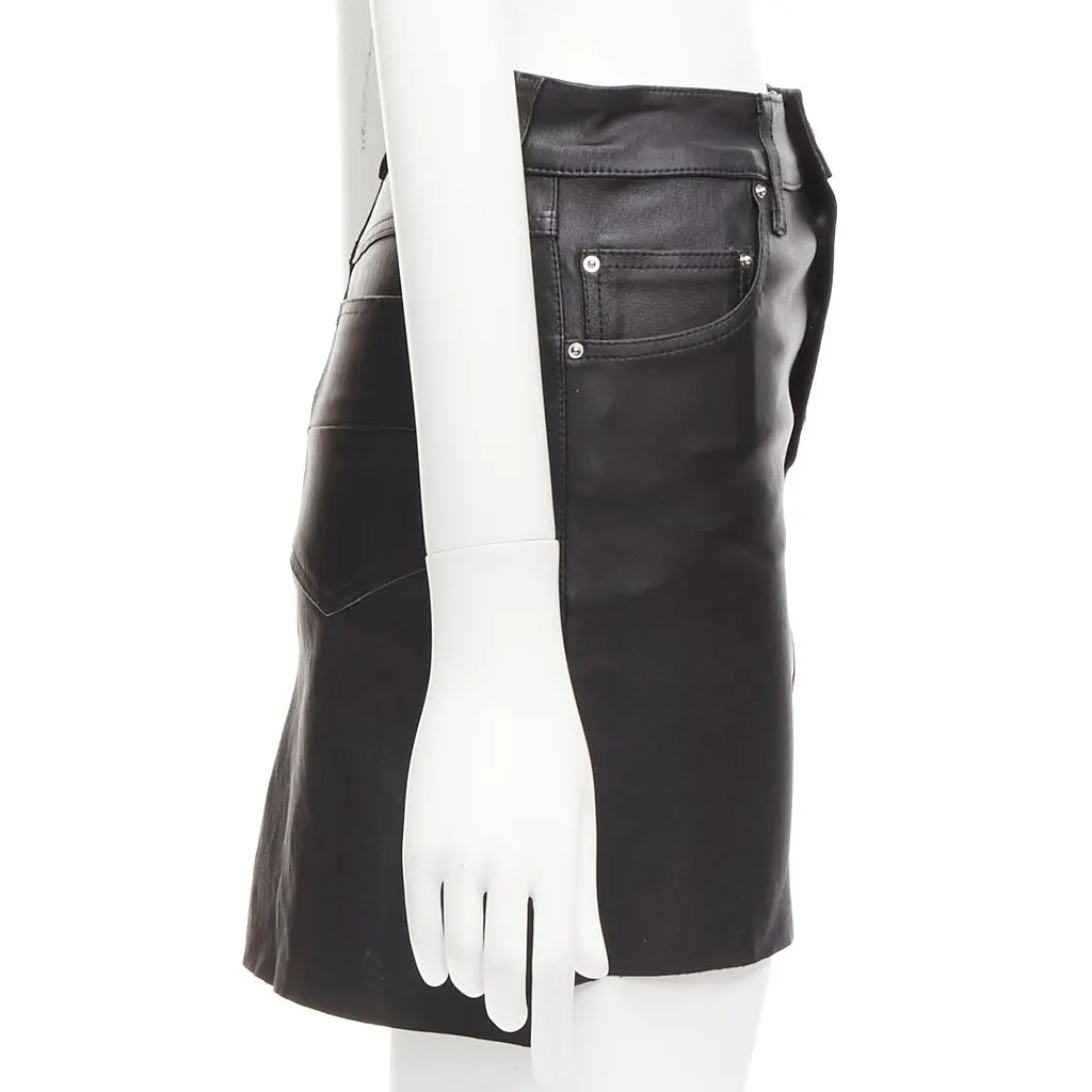 Amiri Leather Mini Skirt Black Leather Good - Model View