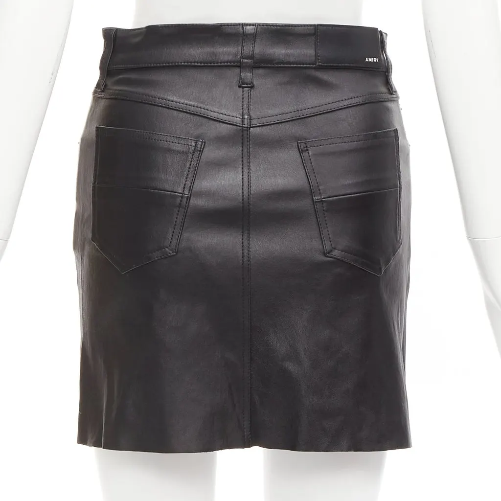 Amiri Leather Mini Skirt Black Leather Good - Box View
