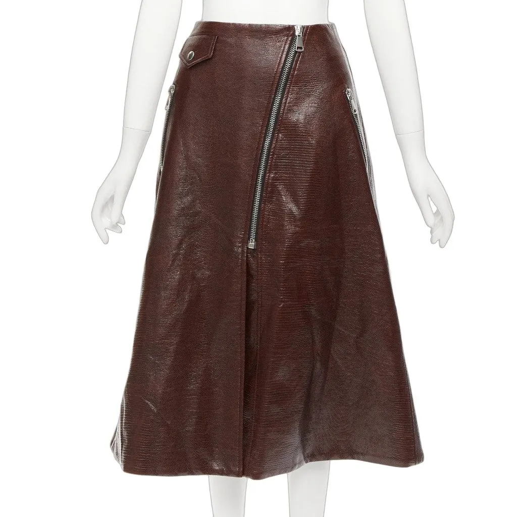Beaufille Scaled Zip Skirt Brown Cotton Very good - Front View