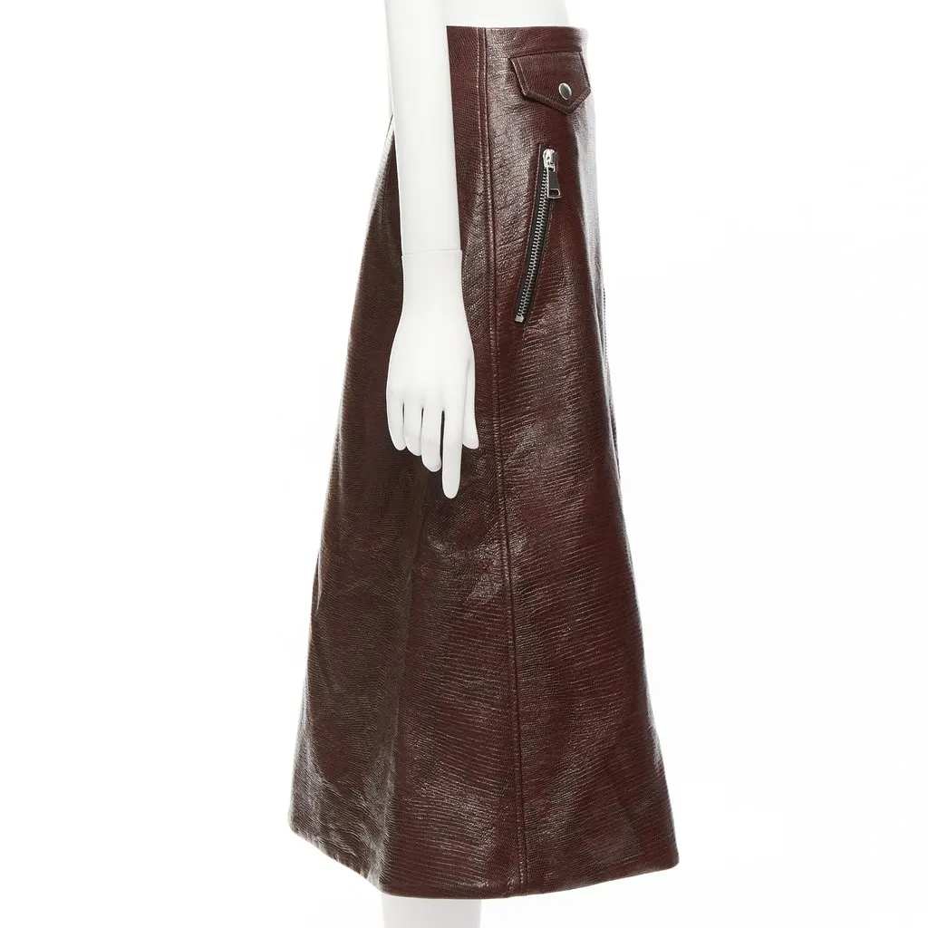 Beaufille Scaled Zip Skirt Brown Cotton Very good - Model View