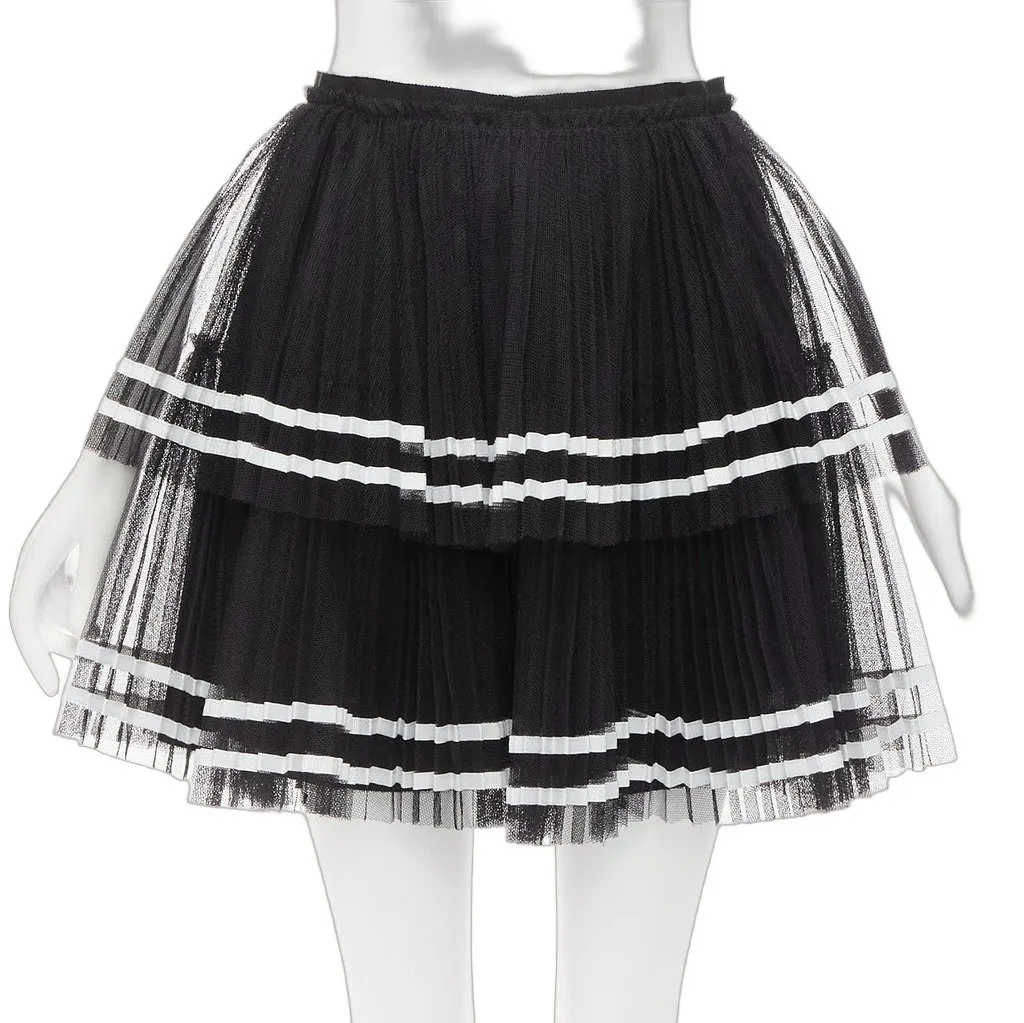 Red Valentino Stripe Tulle Skirt Black Polyamide Never worn - Front View